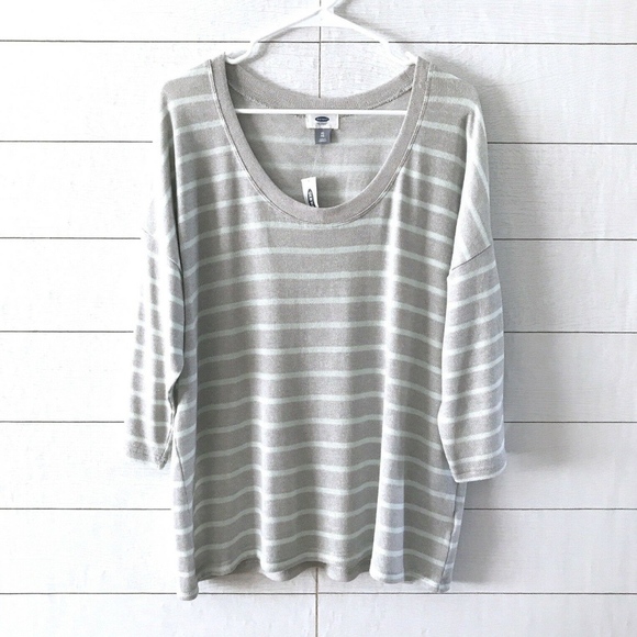 Old Navy Sweaters - Old Navy Gray Mint Stripe Pullover Sweater